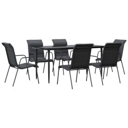vidaXL Juego de comedor para jardín 7 piezas acero y textilene negro