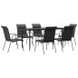 vidaXL Juego de comedor para jardín 7 piezas acero y textilene negro vidaXL Juego de comedor para jardín 7 piezas acero y textilene negro