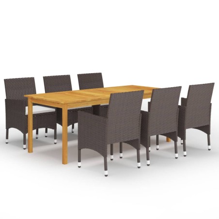 vidaXL Juego de comedor de jardín de 7 piezas marrón