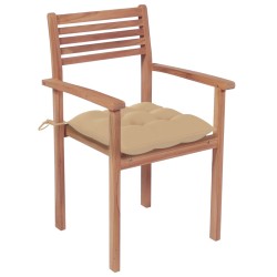 vidaXL Sillas apilables de jardín 8 uds madera de teca con cojines