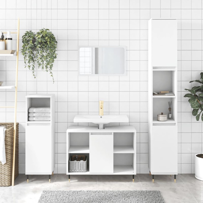 vidaXL Juego de muebles de baño 3 pzas madera contrachapada blanco vidaXL Juego de muebles de baño 3 pzas madera contrachapada blanco