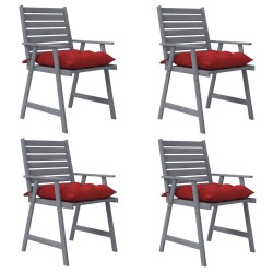 vidaXL Sillas de comedor jardín con cojines 4 uds madera maciza acacia