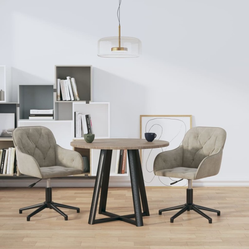vidaXL Sillas de comedor giratorias 2 uds de terciopelo gris claro vidaXL Sillas de comedor giratorias 2 uds de terciopelo gris claro