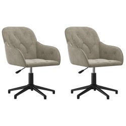 vidaXL Sillas de comedor giratorias 2 uds de terciopelo gris claro