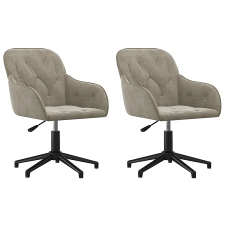 vidaXL Sillas de comedor giratorias 2 uds de terciopelo gris claro