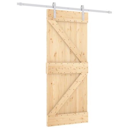 vidaXL Puerta corredera con herrajes madera maciza de pino 85x210 cm