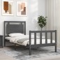 vidaXL Estructura de cama con cabecero madera maciza gris 90x190 cm vidaXL Estructura de cama con cabecero madera maciza gris 90x190 cm