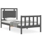 vidaXL Estructura de cama con cabecero madera maciza gris 90x190 cm vidaXL Estructura de cama con cabecero madera maciza gris 90x190 cm