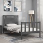 vidaXL Estructura de cama con cabecero madera maciza gris 90x190 cm vidaXL Estructura de cama con cabecero madera maciza gris 90x190 cm