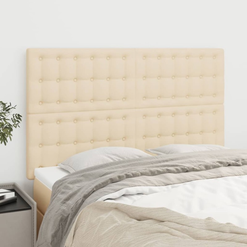 vidaXL Cabeceros 4 unidades tela color crema 72x5x78/88 cm vidaXL Cabeceros 4 unidades tela color crema 72x5x78/88 cm