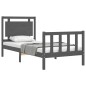vidaXL Estructura de cama con cabecero madera maciza gris 90x190 cm vidaXL Estructura de cama con cabecero madera maciza gris 90x190 cm