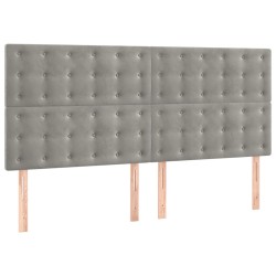vidaXL Cabeceros 4 unidades de terciopelo gris claro 90x5x78/88 cm