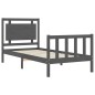vidaXL Estructura de cama con cabecero madera maciza gris 90x190 cm vidaXL Estructura de cama con cabecero madera maciza gris 90x190 cm