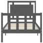 vidaXL Estructura de cama con cabecero madera maciza gris 90x190 cm vidaXL Estructura de cama con cabecero madera maciza gris 90x190 cm