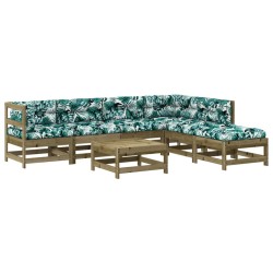 vidaXL Juego de muebles jardín 7 pzas y cojines madera pino impregnada