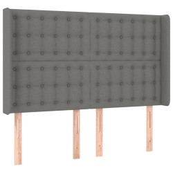 vidaXL Cabecero con orejas de tela gris oscuro 147x16x118/128 cm