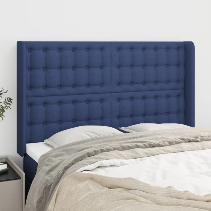 vidaXL Cabecero con orejas de tela azul 147x16x118/128 cm vidaXL Cabecero con orejas de tela azul 147x16x118/128 cm