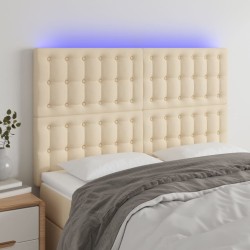 vidaXL Cabecero con luces LED tela crema 144x5x118/128 cm