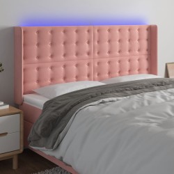 vidaXL Cabecero con LED de terciopelo rosa 203x16x118/128 cm