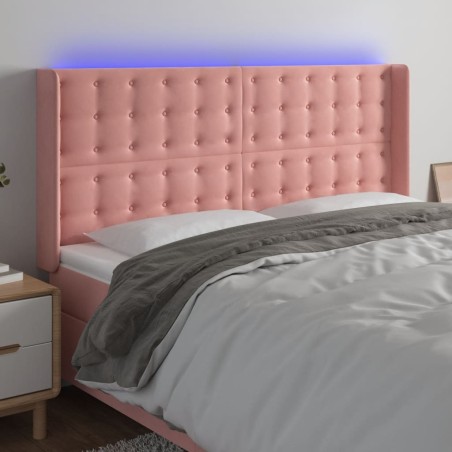 vidaXL Cabecero con LED de terciopelo rosa 203x16x118/128 cm