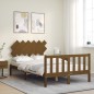 vidaXL Estructura de cama matrimonio con cabecero madera marrón miel vidaXL Estructura de cama matrimonio con cabecero madera marrón miel