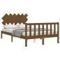 vidaXL Estructura de cama matrimonio con cabecero madera marrón miel vidaXL Estructura de cama matrimonio con cabecero madera marrón miel