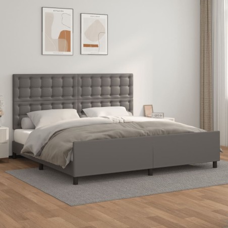 vidaXL Estructura de cama con cabecero cuero sintético gris 200x200 cm