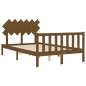 vidaXL Estructura de cama matrimonio con cabecero madera marrón miel vidaXL Estructura de cama matrimonio con cabecero madera marrón miel