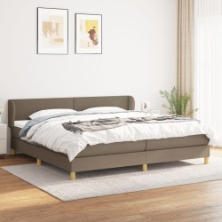 vidaXL Cama box spring con colchón tela gris taupe 200x200 cm