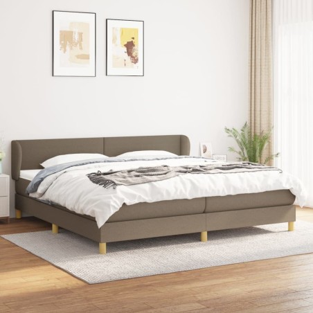 vidaXL Cama box spring con colchón tela gris taupe 200x200 cm