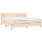 vidaXL Cama box spring con colchón tela color crema 180x200 cm
