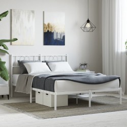 vidaXL Estructura de cama de metal con cabecero blanca 150x200 cm