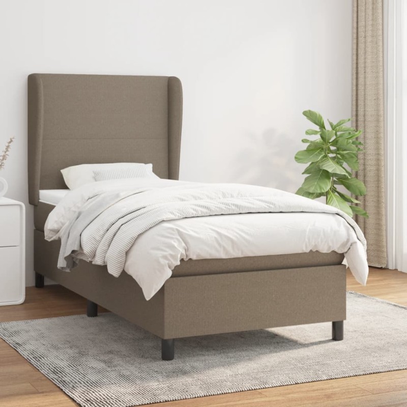 vidaXL Cama box spring con colchón tela gris taupe 100x200 cm vidaXL Cama box spring con colchón tela gris taupe 100x200 cm