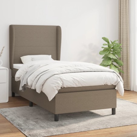 vidaXL Cama box spring con colchón tela gris taupe 100x200 cm