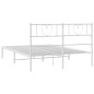 vidaXL Estructura de cama de metal con cabecero blanca 150x200 cm vidaXL Estructura de cama de metal con cabecero blanca 150x200 cm