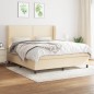 vidaXL Cama box spring con colchón tela color crema 180x200 cm vidaXL Cama box spring con colchón tela color crema 180x200 cm