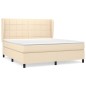 vidaXL Cama box spring con colchón tela color crema 160x200 cm