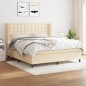 vidaXL Cama box spring con colchón tela color crema 180x200 cm vidaXL Cama box spring con colchón tela color crema 180x200 cm