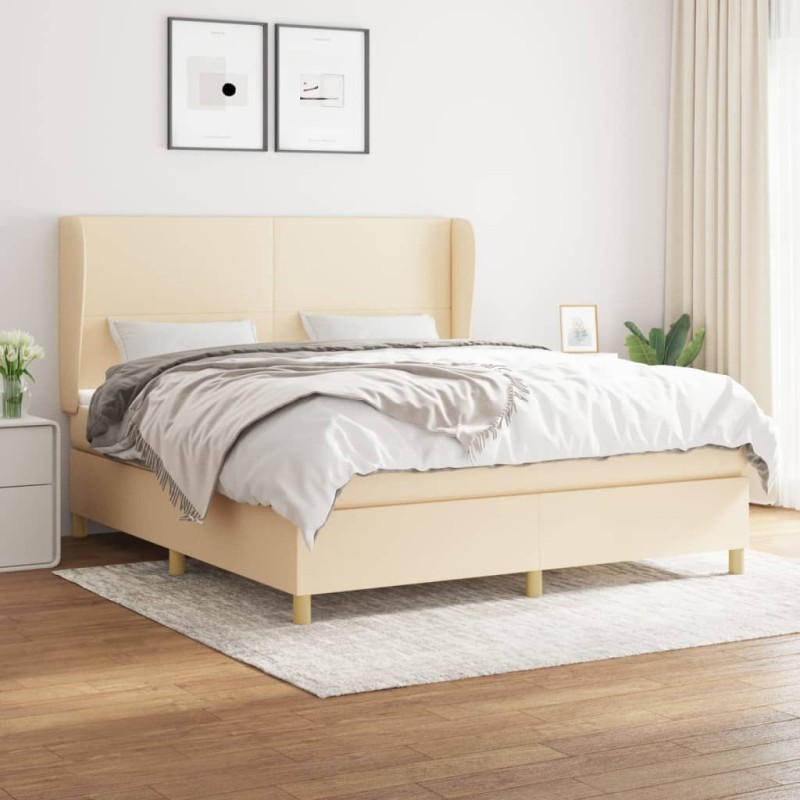 vidaXL Cama box spring con colchón tela color crema 180x200 cm vidaXL Cama box spring con colchón tela color crema 180x200 cm