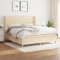 vidaXL Cama box spring con colchón tela color crema 180x200 cm vidaXL Cama box spring con colchón tela color crema 180x200 cm