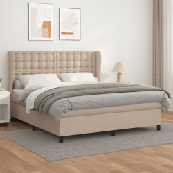 vidaXL Cama box spring con colchón cuero sintético capuchino 180x200cm