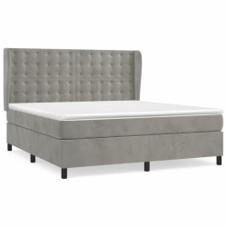 vidaXL Cama box spring con colchón terciopelo gris claro 180x200 cm