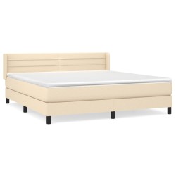 vidaXL Cama box spring con colchón tela color crema 160x200 cm