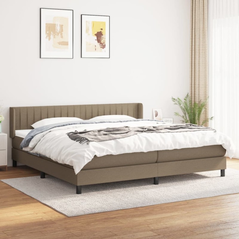 vidaXL Cama box spring con colchón tela gris taupe 200x200 cm vidaXL Cama box spring con colchón tela gris taupe 200x200 cm