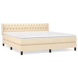 vidaXL Cama box spring con colchón tela color crema 180x200 cm