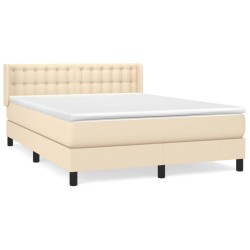 vidaXL Cama box spring con colchón tela color crema 140x190 cm