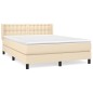 vidaXL Cama box spring con colchón tela color crema 140x190 cm vidaXL Cama box spring con colchón tela color crema 140x190 cm