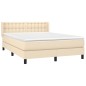 vidaXL Cama box spring con colchón tela color crema 140x190 cm vidaXL Cama box spring con colchón tela color crema 140x190 cm