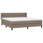 vidaXL Cama box spring con colchón tela gris taupe 160x200 cm