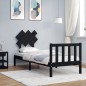 vidaXL Estructura de cama individual con cabecero madera maciza negro vidaXL Estructura de cama individual con cabecero madera maciza negro